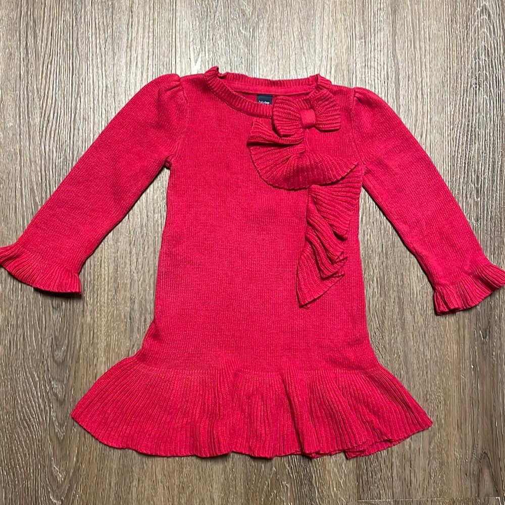 Red baby gap knit sweater dress. Like new. 18-24 months